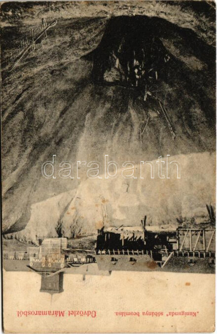 1908 Aknaszlatina, Slatinské Doly, Solotvyno (Máramaros); Kunigunda sóbánya beomlás. Berger Miksa kiadása / mine collapse (fl)