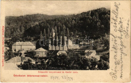 1904 Rónaszék, Costiui (Máramaros); Bányahivatal és főnöki lakás. Kaufman Ábrahám kiadása / mine office and director's house (EK)