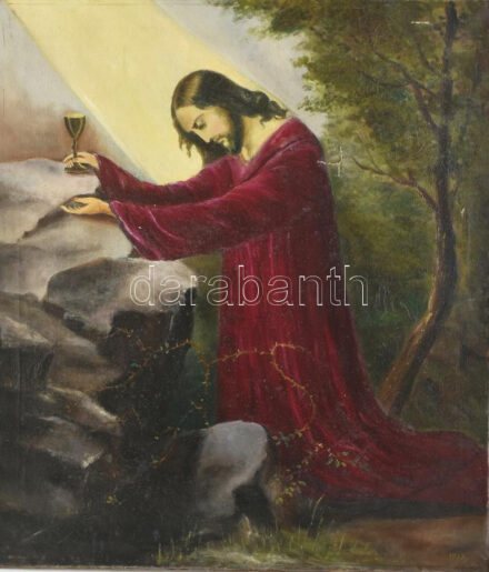 Prokop Péter (1919-2003): Jézus, 1937. Olaj, vászon. Jelezve jobbra lent. Sérült. 76x67 cm