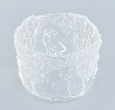 Kosta Boda üveg kaspó, formába öntött, etikettel jelzett, hibátlan, d: 14 cm, m: 11 cm
