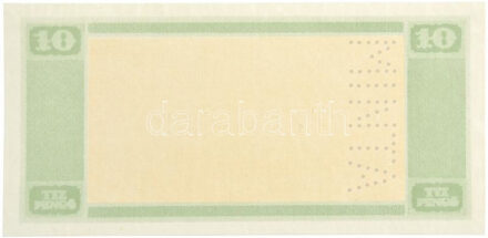 1926. 10P csak hátlapi kétszínű fázisnyomat, 'MINTA' perforációval, vízjeles papíron T:I