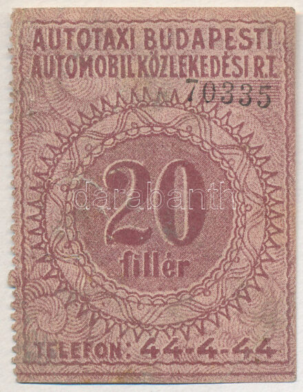 Budapest DN 'Autotaxi' 20f T:II- Adamo BUP5.2