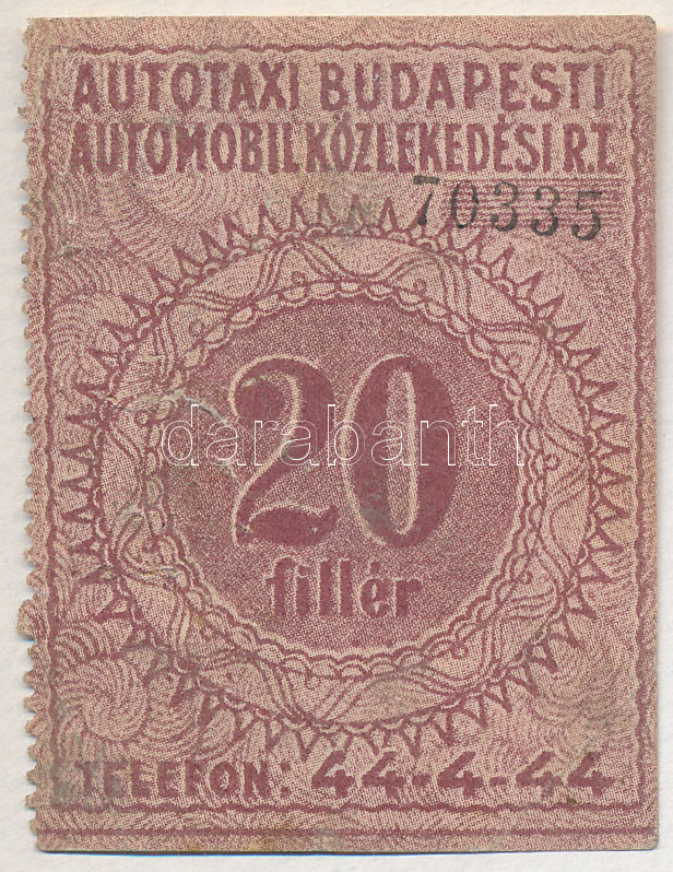 Budapest DN 'Autotaxi' 20f T:II- Adamo BUP5.2