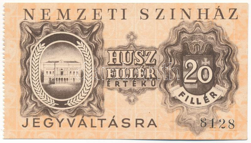 ~1946-1947. 20f 'Nemzeti Színház' utalvány T:I