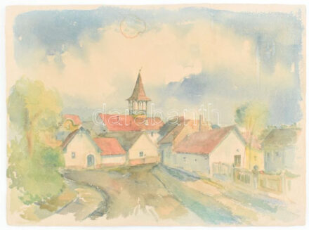 Jelzés nélkül (Tóth Péter v. László?): Nógrádverőcei részlet. Akvarell, papír, foltos, 31x41 cm