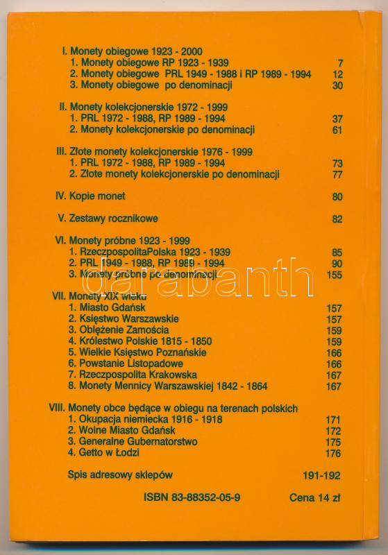 Andrzej Fischer: Katalog Monet Polskich 2001 (Lengyel érmekatalógus - lengyel nyelvű). Szép állapot. - Image 2