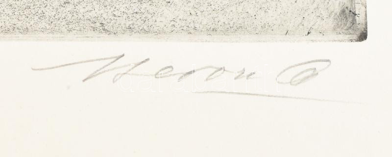 Beron Gyula (1885-1971): Öreg fűzfa. Rézkarc, papír, jelzett. 29,5×39 cm - Image 2