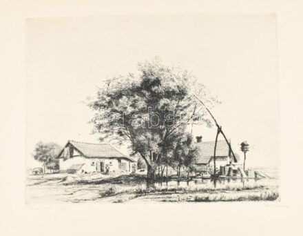 Boldizsár István (1897-1984): Vizes-fás. Rézkarc, papír, jelzett, számozott (87/100). 29,5x39,5 cm