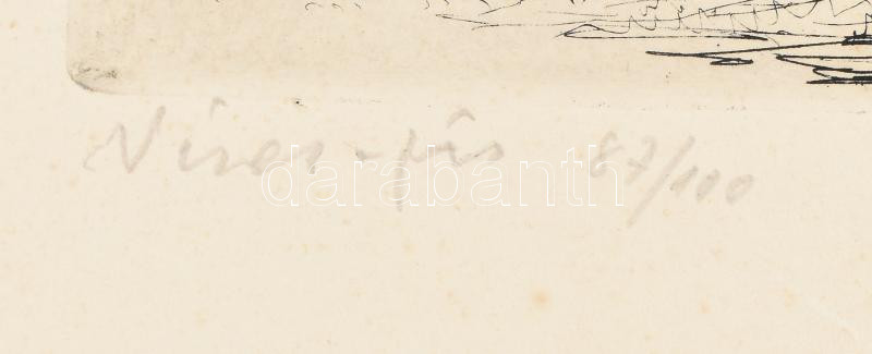 Boldizsár István (1897-1984): Vizes-fás. Rézkarc, papír, jelzett, számozott (87/100). 29,5x39,5 cm - Image 2