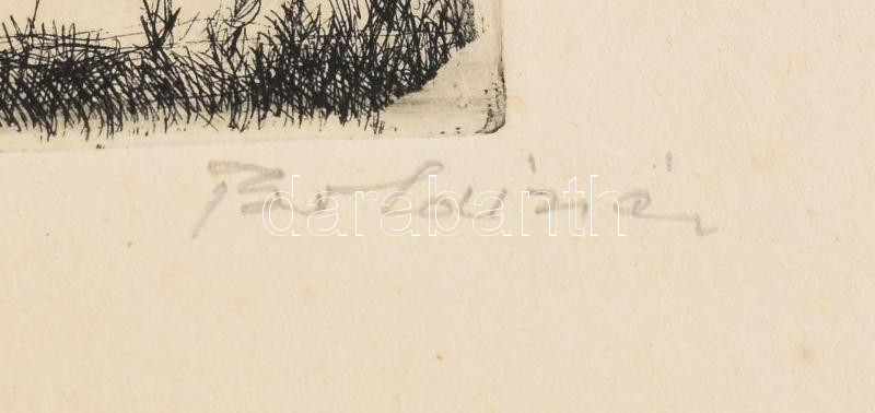 Boldizsár István (1897-1984): Vizes-fás. Rézkarc, papír, jelzett, számozott (87/100). 29,5x39,5 cm - Image 3