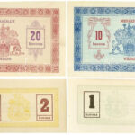 Miskolc 1919. 1K 'O 1623' + 2K 'U 05082 + 10K 'K00003' + 20K 'A 3824' városi szükségpénz T:I,I- Adamo MIS7