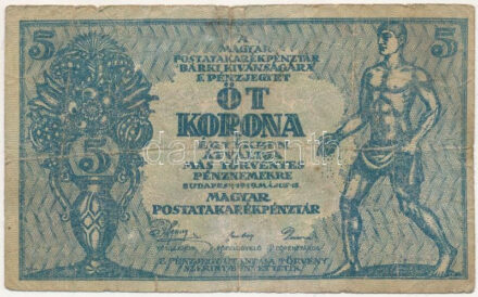 1919 5K '035 567.139' 'Átváltja más törvényes pénznemekre' pénzjegy T:III- Adamo K8