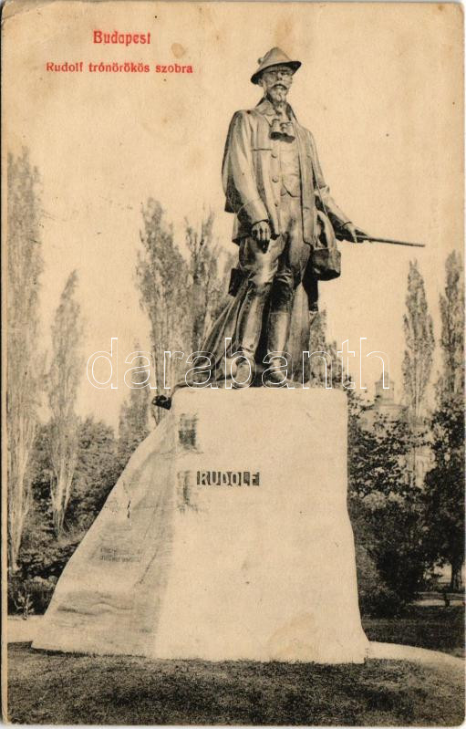 1908 Budapest XIV. Városliget, Rudolf trónörökös szobra / Rudolf, Crown Prince of Austria statue in Budapest (EK)
