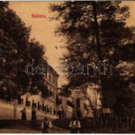 1907 Szliács, Sliac; Buda és Pest szállodák. Kerekes Miklós kiadása 981. / hotels, spa (szakadás / tear)