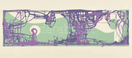 Rácz András (1926-2013): Őserdő szélén. Szitanyomat, papír, jelzés nélkül, 13x41 cm