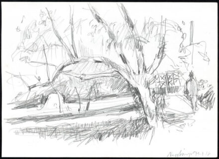 Bod László (1920-2001): Nagybánya, 1994. Ceruza, papír, hátoldalán hagyatéki pecséttel jelzett. 24x33 cm