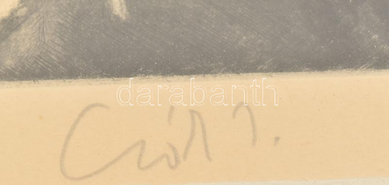 Csók István (1865-1961) - Prihoda István (1891-1956): A Műteremben. Rézkarc, papír, jelzett (Csók). Üvegezett dekoratív fakeretben, 22x29,5 cm - Image 2