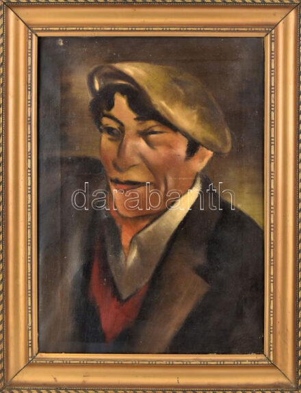Ruttkay Nedeczky Vilmos, besztercebányai / Banská Bystrica festőiskola igazgatója: Önarckép. Olaj, vászon, jelzett, keretben, 50x42cm