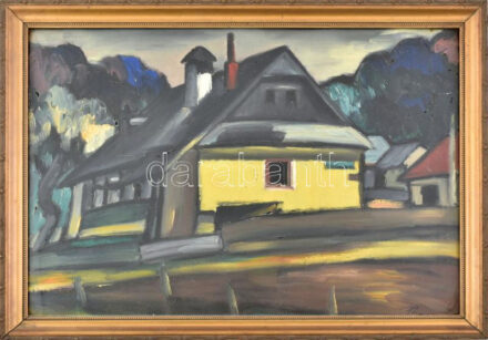 Ruttkay Nedeczky Vilmos, besztercebányai / Banská Bystrica festőiskola igazgatója: Ház. Olaj, vászon, jelzett, keretben, 36x50cm