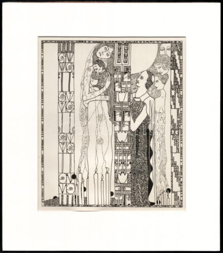 Kozma Lajos (1884-1948): Összefonódás. Cinkográfia, papír, jelzett a cinkográfián, paszpartuban, 20×17 cm