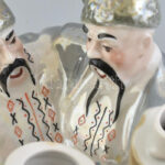 Ukrán figurális porcelán pálinkás palack. Kézzel festett, jelzett, minimális kopással, m: 23 cm - Image 2