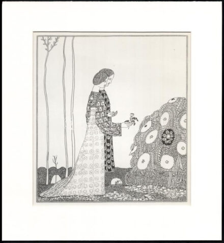 Kozma Lajos (1884-1948): Fogadalom. Cinkográfia, papír, jelzett a cinkográfián, paszpartuban, 20×17 cm