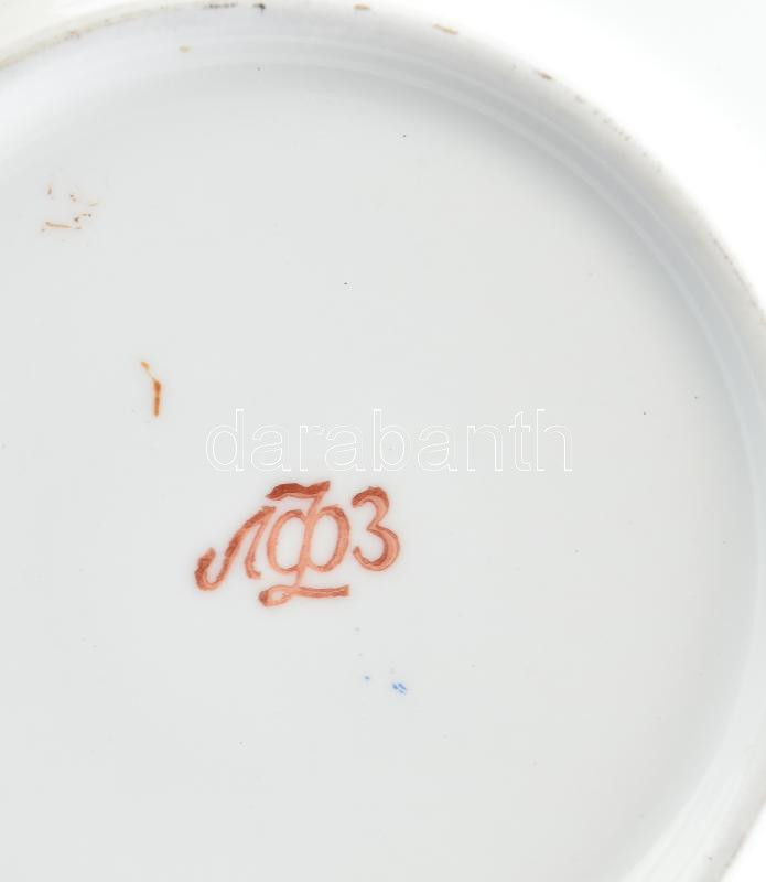 Lomonoszov szovjet porcelán csésze és alj. Matricás, jelzett, minimális kopással, d: 8 - 12 cm - Image 2