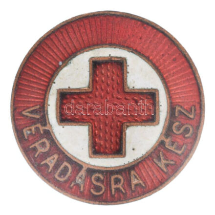 ~1970-1980. 'Véradásra kész' zománcozott bronz jelvény (22mm) T:2