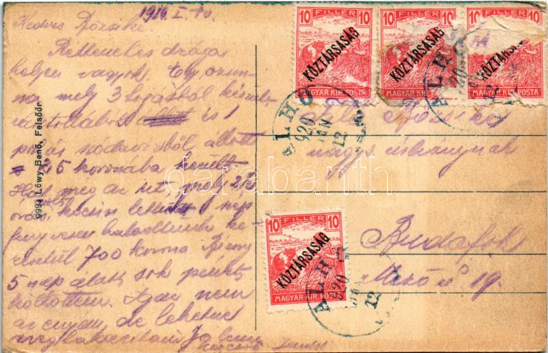 1920 Felsőőr, Oberwart; M. kir. járásbíróság és postahivatal. Löwy Benő kiadása / county court and post office / Bezirksgericht und Postamt (Rb) - Image 2