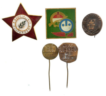 5xklf jelvény- és kitüntetés tétel, közte 1974. 'A Szocialista Kultúráért' zománcozott kitüntető jelvény T:2-3