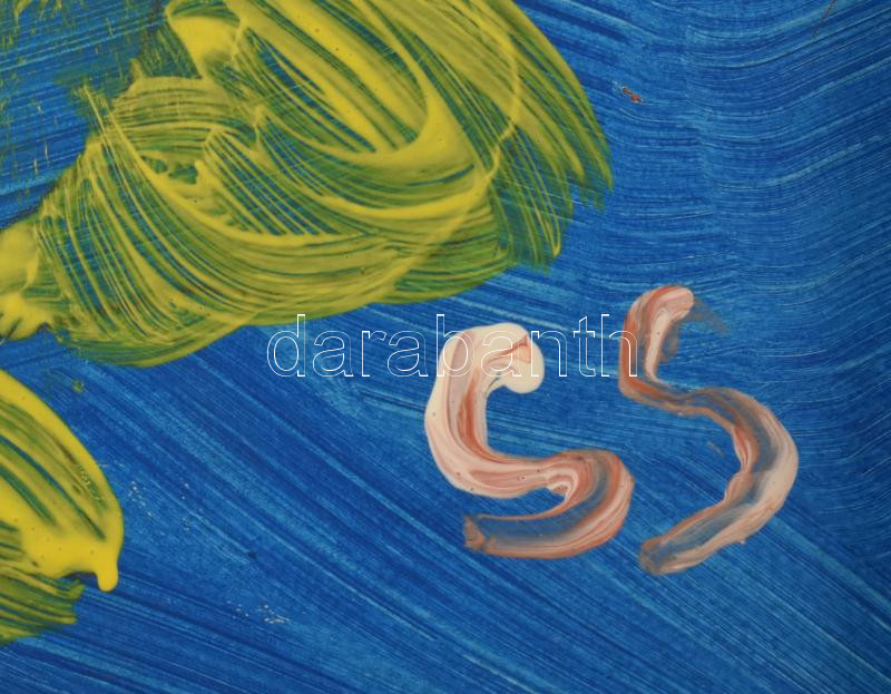 SS jelzéssel: Piros-zöld fej. Akril, karton, fakeretben, 37x34,5 cm - Image 4