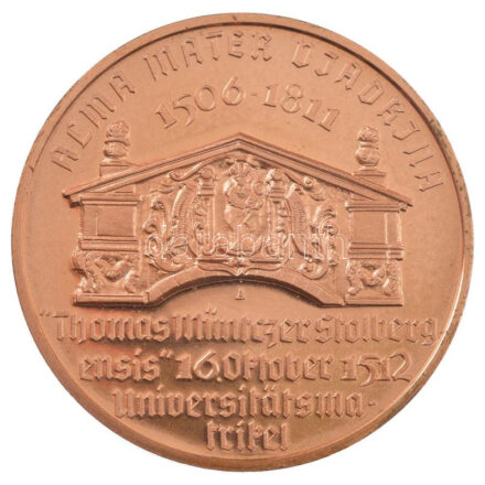 Német Demokratikus Köztársaság ~1980-1990. 'Alma Mater Thomas Müntzer Stolberg' kétoldalas bronz emlékérem (40mm) T:1- German Democratic Republic ~1980-1990. 'Alma Mater Thomas Müntzer Stolberg' two-sided bronze commemorative medallion