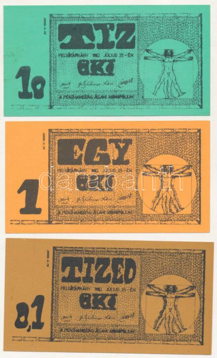 Felsőtárkány 1982. 0.1 Oki + 1 Oki + 10 Oki + fantázia bankjegyek T:I