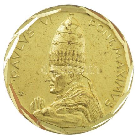Vatikán 1975. 'VI. Pál' kétoldalas aranyozott fém emlékérme (26mm) T:1- Vatican 1975. 'Paul VI' two-sided gold-plated metal commemorative medallion (26mm) C:AU