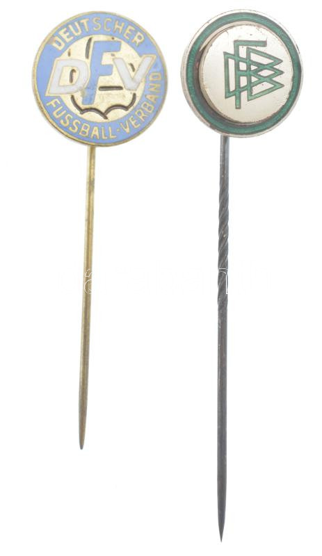 Németország DN 'DFB (Deutscher Fussball-Bund - Német Labdarúgó Szövetség)' zománcozott fém jelvény + NDK ~1960. 'DFV - Deutscher Fussball-Verband (Német Labdarúgó Szövetség)' zománcozott fém jelvény T:1- Germany ND 'DFB