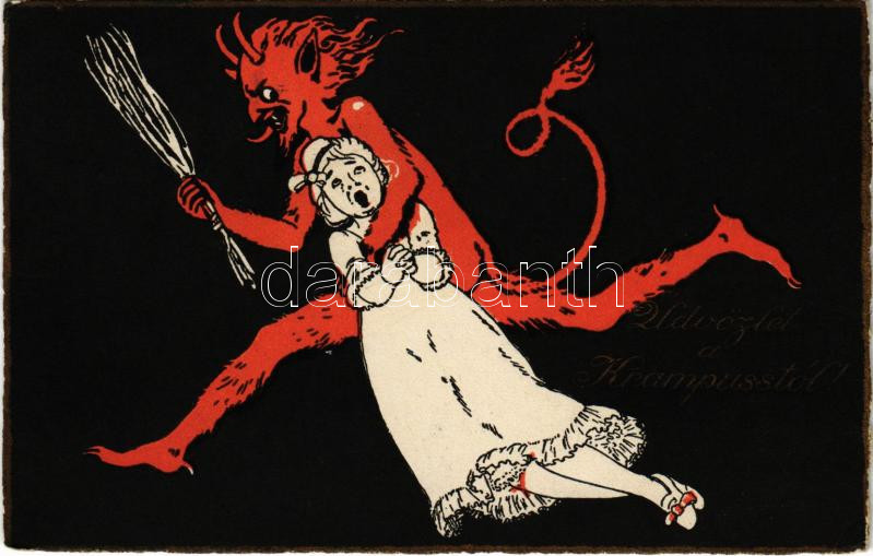 1928 Üdvözlet a Krampusztól! / Krampus with lady (EK)