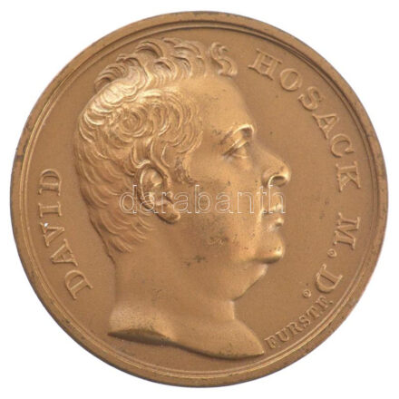Amerikai Egyesült Államok ~1830. 'David Hosack' kétoldalas bronz emlékérme 1970-1980 körüli utánverete (34mm) T:2 USA ~1830. 'David Hosack' two-sided bronze commemorative medal's modern ~1970-1980 restrike (34mm) C:XF