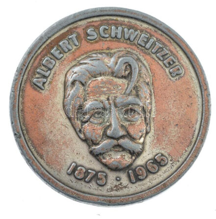 Franciaország 1965. 'Albert Schweitzer 1875-1965' kétoldalas ezüstözött bronz emlékérem fül nélkül (38mm) T:2- France 1965. 'Albert Schweitzer 1875-1965' two-sided silver-plated bronze commemorative medallion without ear (38mm) T:VF