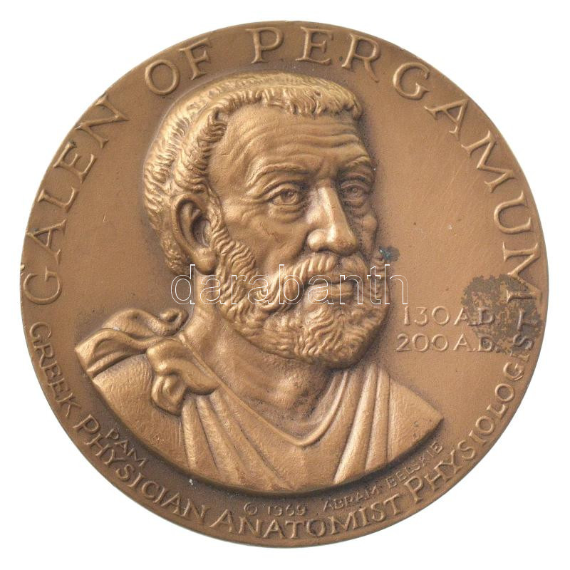 Amerikai Egyesült Államok 1969. 'Pergamoni Galénosz' kétoldalas bronz emlékérem, peremén 'Medallic Art Co. N.Y.' Szign.:Abram Belskie (43mm) T:1- USA 1969. 'Galen of Pergamum' two-sided bronze commemorative medallion, 'Medallic Art Co. N.Y'