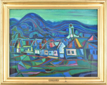 Kozma I jelzéssel (Kozma István?): Nagybányai táj. Olaj, vászon. Dekoratív, üvegezett fakeretben. 50×60 cm