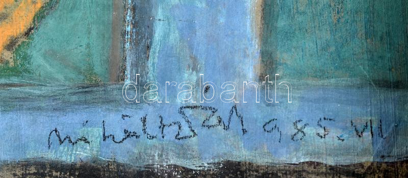 Miháltz Pál (1899-1988): Erlkönig, 1985. Tojás-olajtempera, farost. Jelezve jobbra lent. Hátoldalán autográf felirattal. Dekoratív fakeretben. 80x60 cm - Image 3