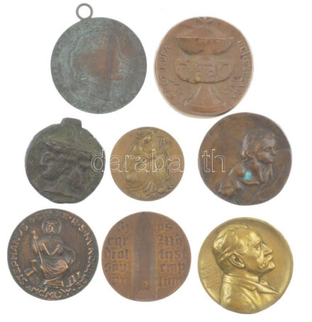 Vegyes ~1940-1980. 8 darabos főleg külföldi emlékérem tétel (52-70mm) T:1- közte patina 8pcs of mixed hungarian and foreign ~1940-1980 commemorative medallion lot (52-70mm) T:1- patina