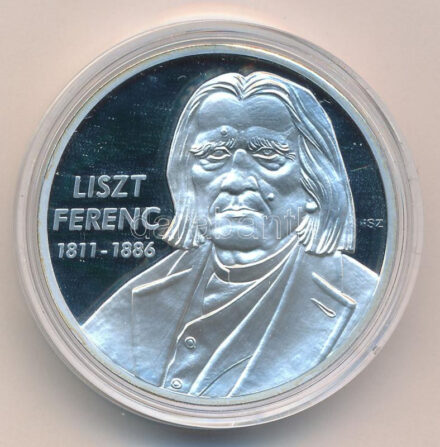 ifj. Szlávics László (1959-) 2011. 'Nagy Magyarok / Liszt Ferenc 1811-1886' ezüstözött Cu emlékérem kapszulában (40mm) T:PP