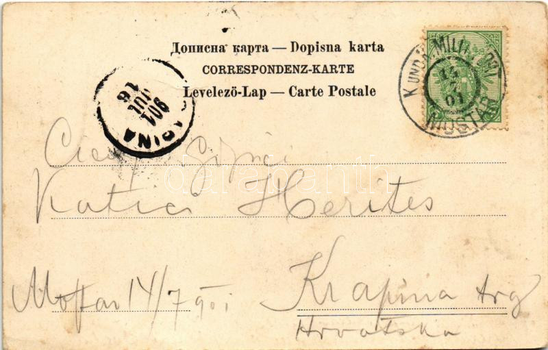 1901 Mostar, Cafe Willomitzer zur Stadt Wien, bicycles (fl) + 'K. UND K. MILIT. POST MOSTAR' - Image 2