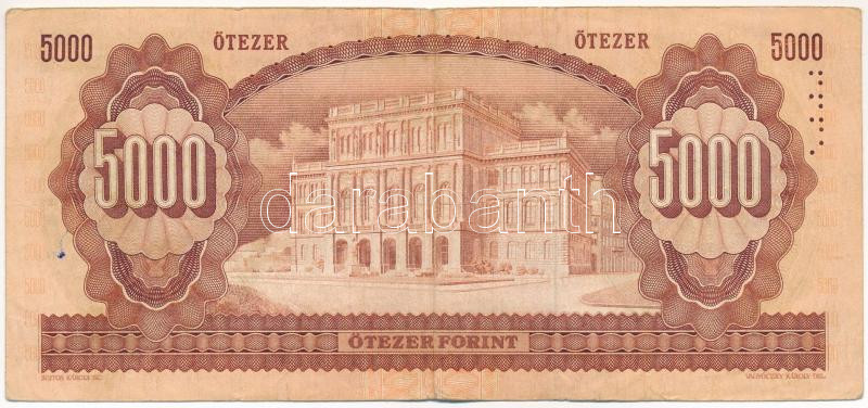 1990. 5000Ft 'H 00766644' T:III Hungary 1990. 5000 Forint 'H 00766644' C:F Adamo F49 - Image 2