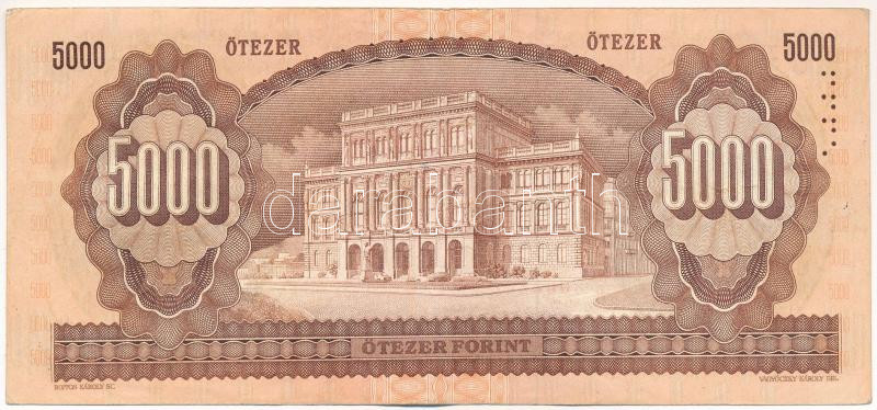 1990. 5000Ft 'H 80656434' T:III Hungary 1990. 5000 Forint 'H 80656434' C:F Adamo F49 - Image 2