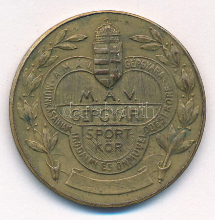 1925. 'MÁV Gépgyári Sportkör - A MÁV gépgyára munkásainak irodalmi és önművelődési köre / 1910-1925' kétoldalas bronz emlékérem (30mm) T:2