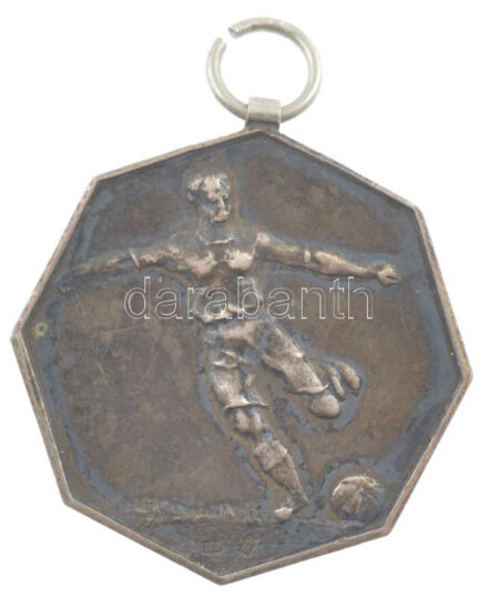 ~1910. kétoldalas, jelzetlen labdarúgó díjérem füllel, 'HP' beütésekkel (14,10g/30x30mm) T:1- patina
