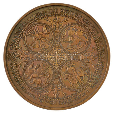 Bognár György (1944-) 1996. 'És annyi balszerencse közt, oly sok viszály után...' egyoldalas bronz hátlapi nagyminta (190mm) T:1-