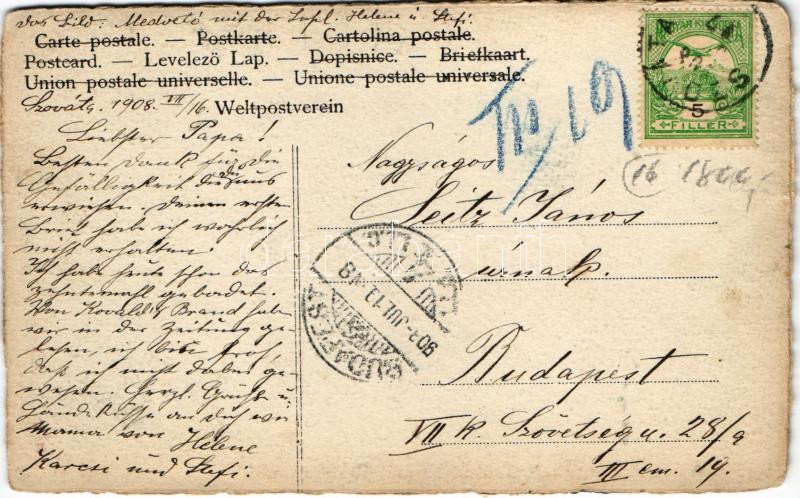 1908 Szováta, Sovata; nyári kirándulás a parkban, híd / summer hike in the park, bridge. photo - Image 2